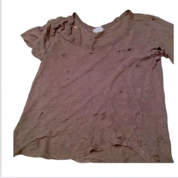 ZARA VINTAGE EXTREME DISTRESSED V NECK TEE SIZE SMALL CHARCOAL GRAY - Picture 3 of 6